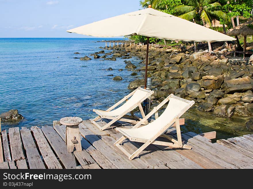 Wooden pier in tropical paradise