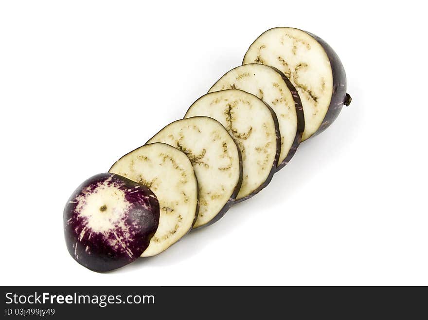 Variety of eggplant grown in India and in South East Asia, known as melongene or brinjal. Variety of eggplant grown in India and in South East Asia, known as melongene or brinjal