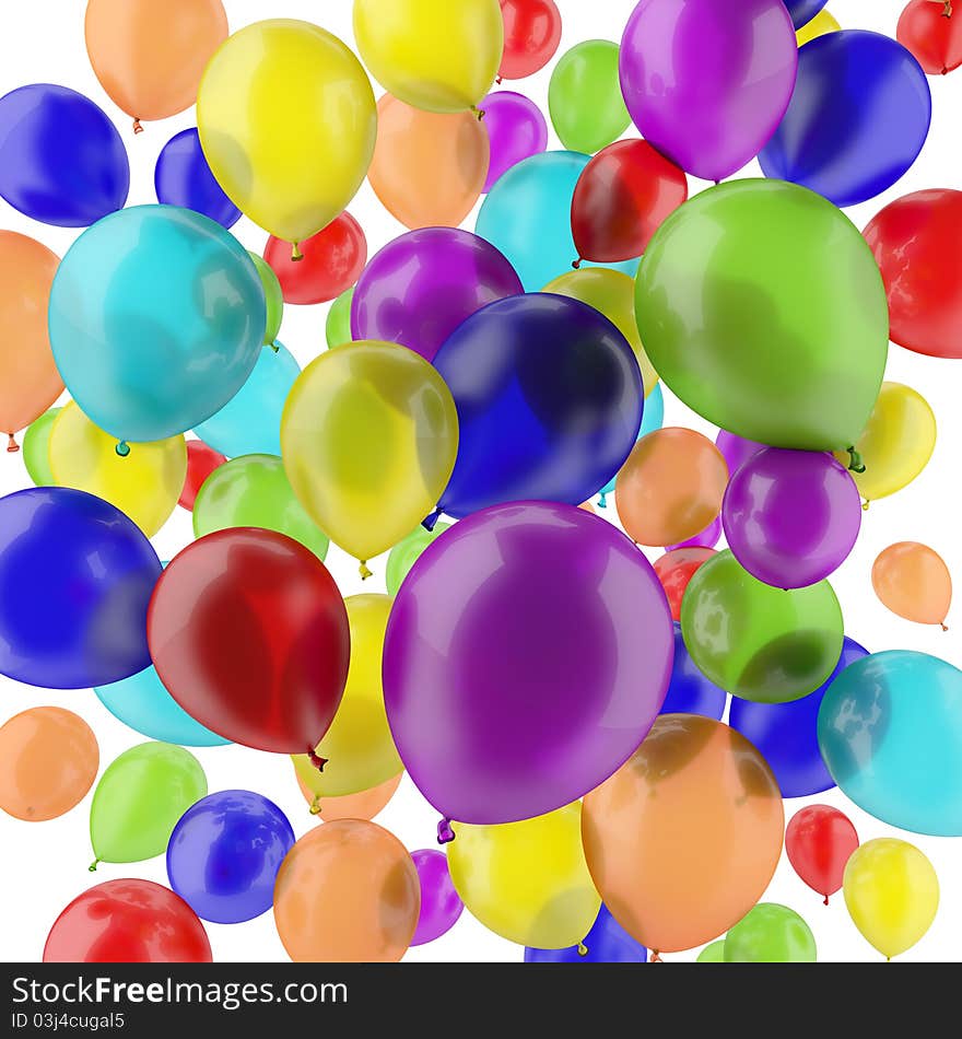 Group of colors balloons isolated on white background