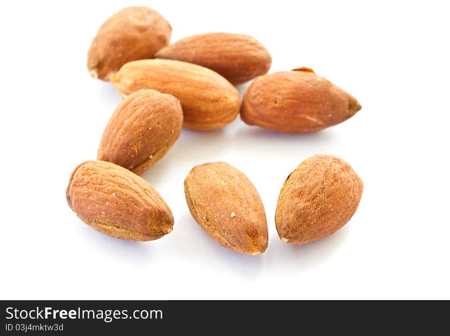 Almonds isolated on a white background