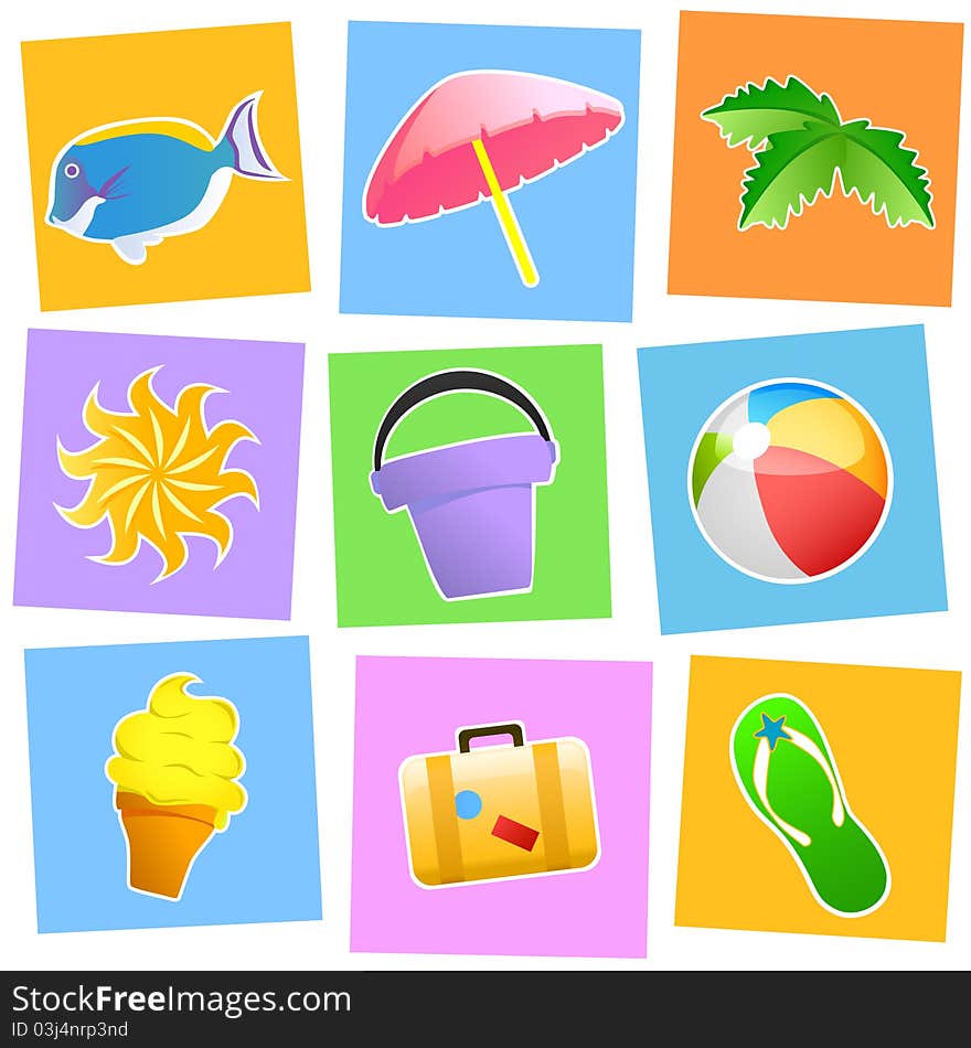 Set of summer icons design