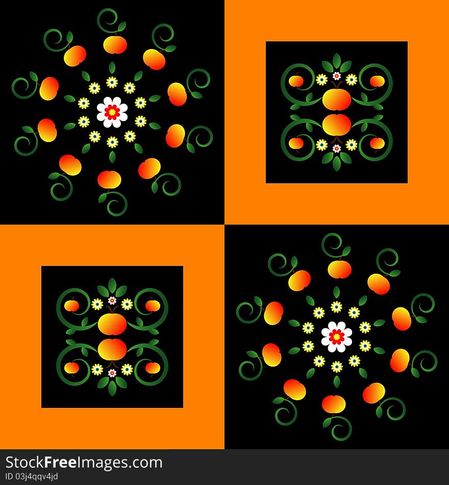 Pattern with flower on square background