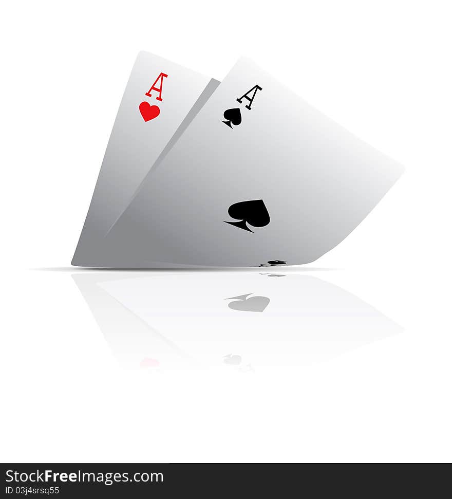 Pocket Aces Pocket Aces Isolated on white background with reflection