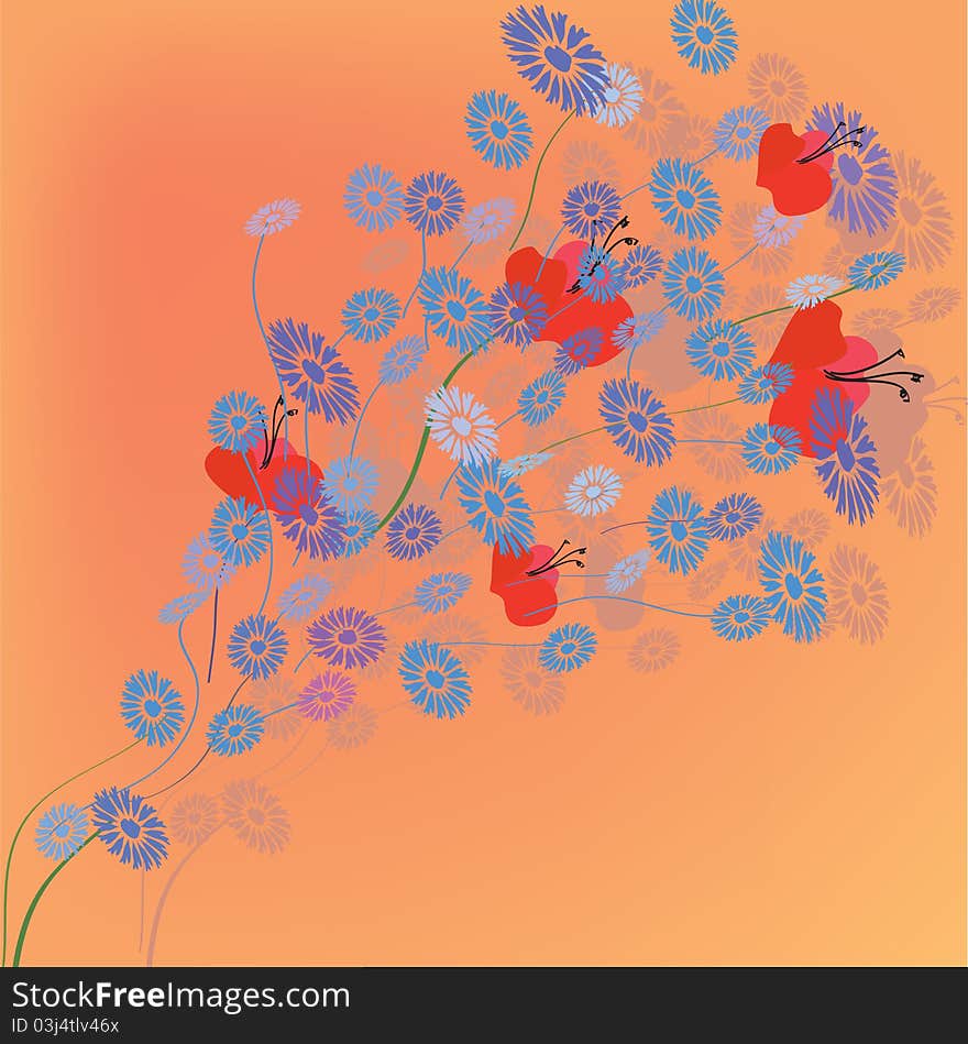 Greeting card with summer flowers