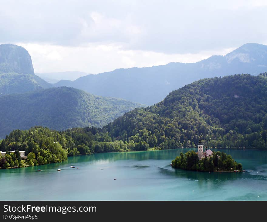 Church of Bled on an island. Church of Bled on an island