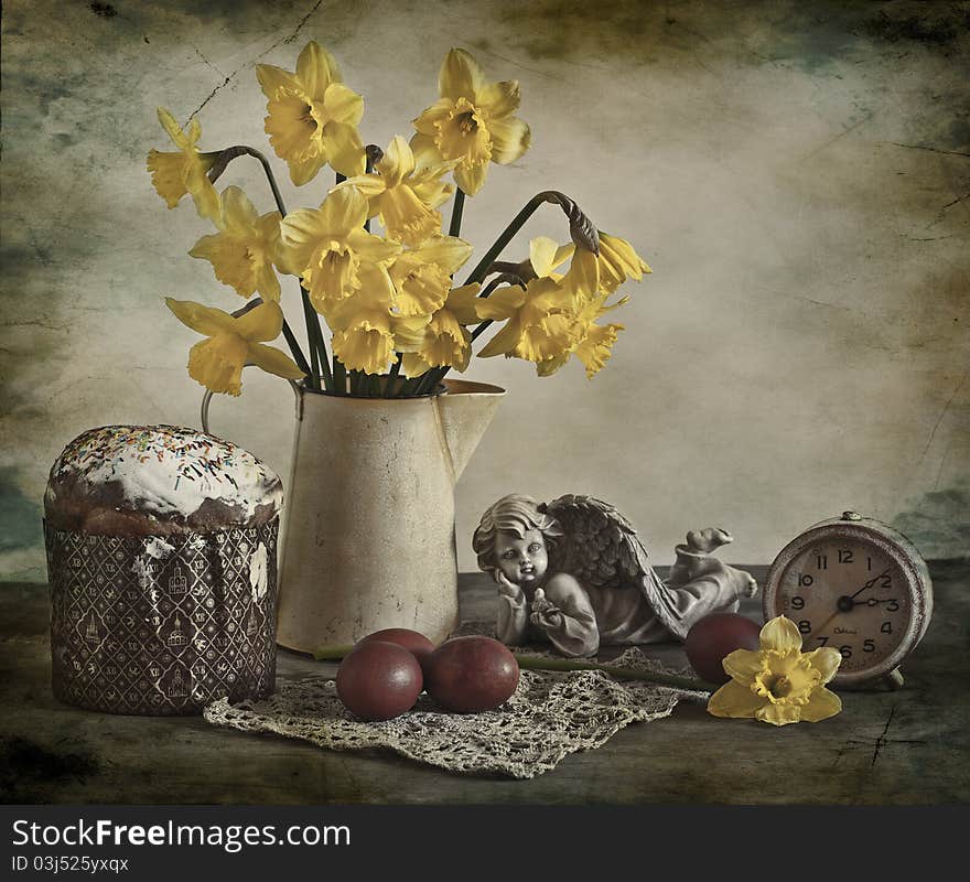 Easter still life on a table