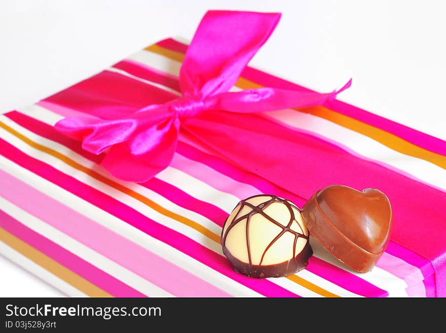 Chocolate Candies And Gift Box