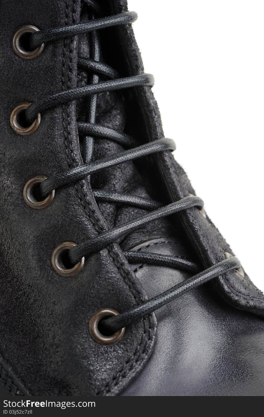 Black boot with leather lace