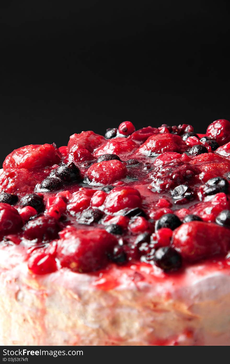 Tight crop of strawberry cake