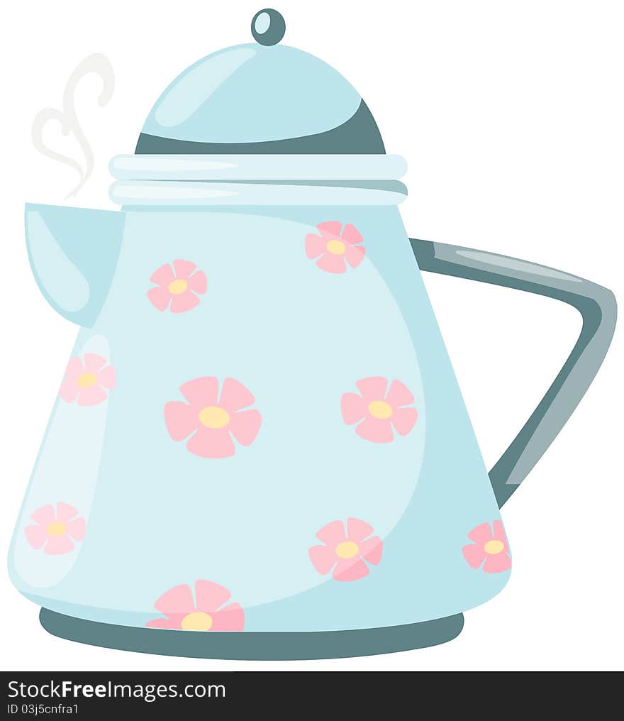 Illustration of isolated colorful coffee pot or tea pot on white