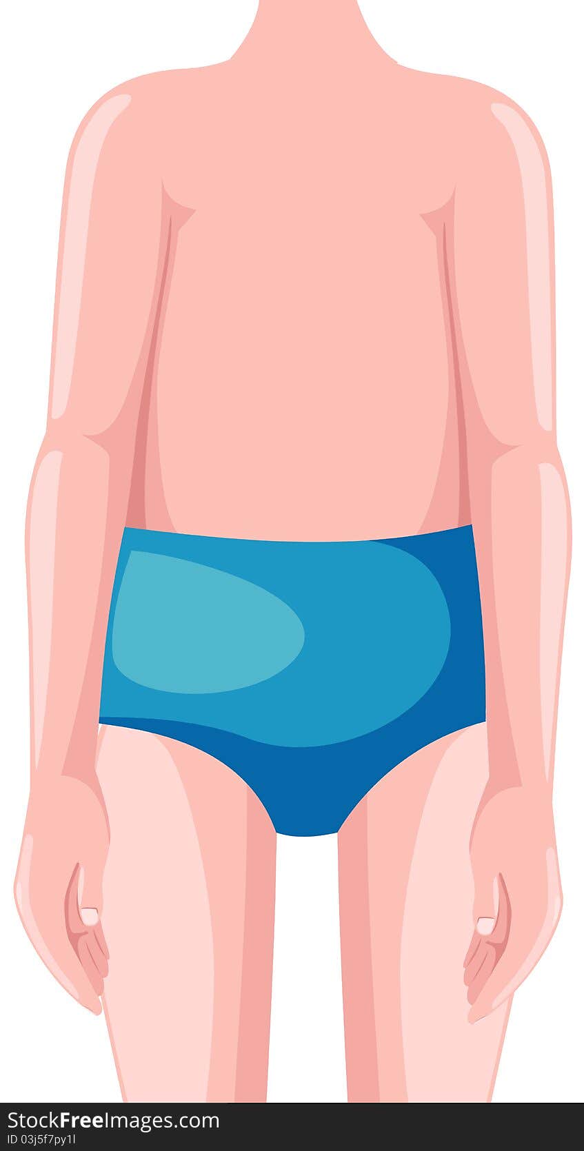 Illustration of cartoon part of body on white background