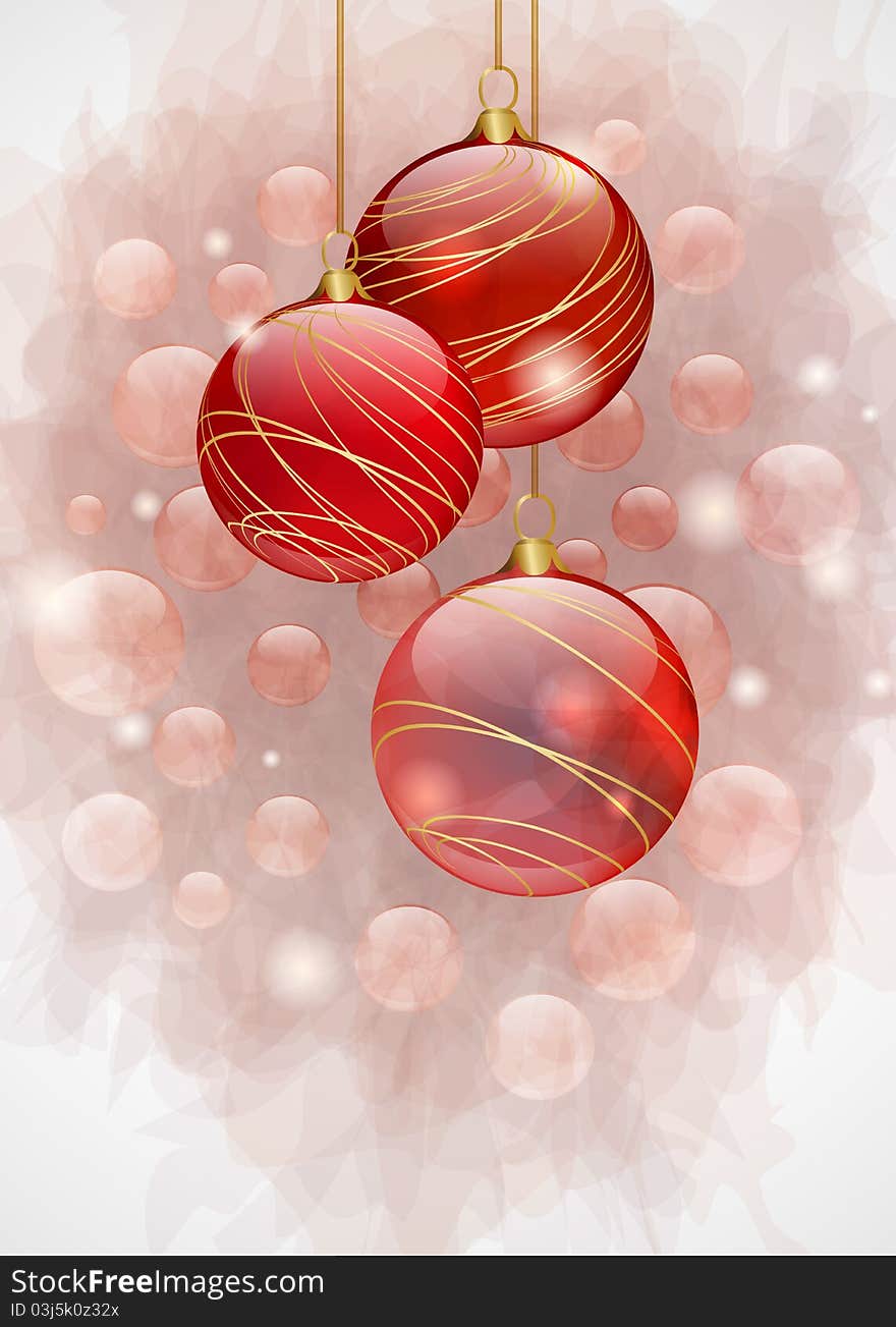 Christmas background with red shiny balls. Christmas background with red shiny balls