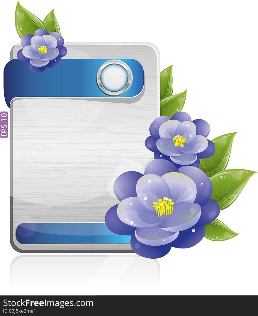 Metal form with violet flowers, illustration, eps-10