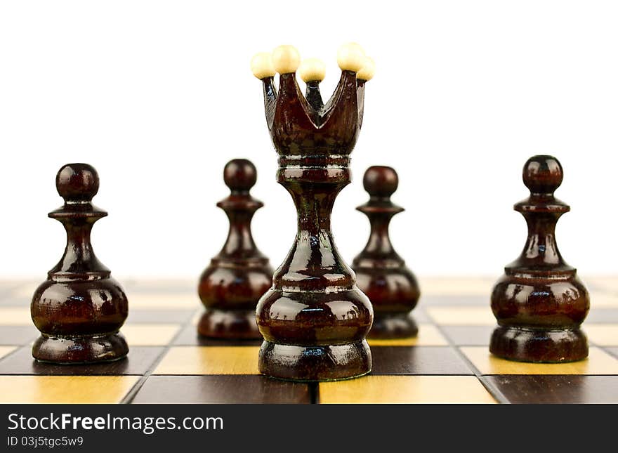 Chess pieces isolated on white background