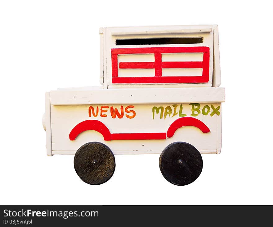 Wood mail box on the white background