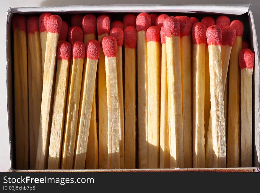 Match sticks tiled over each other within their box. Match sticks tiled over each other within their box