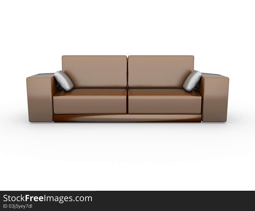 3d Gold Sofa Isolated On White