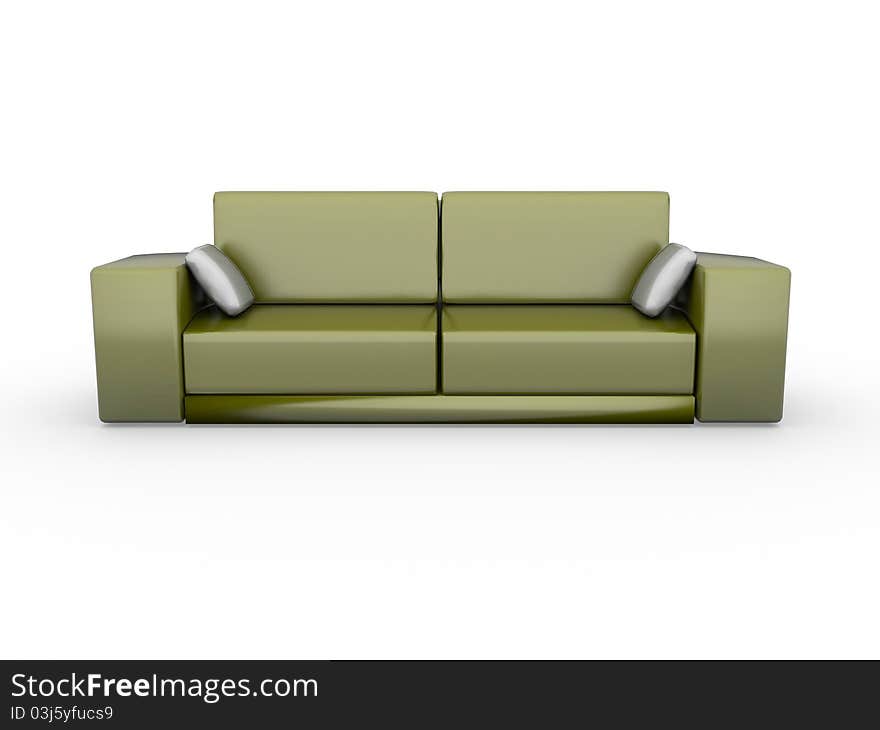 3d green sofa isolated on white