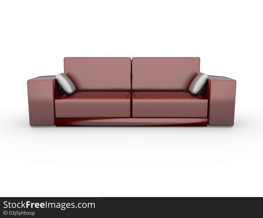 3d Red Sofa Isolated On White