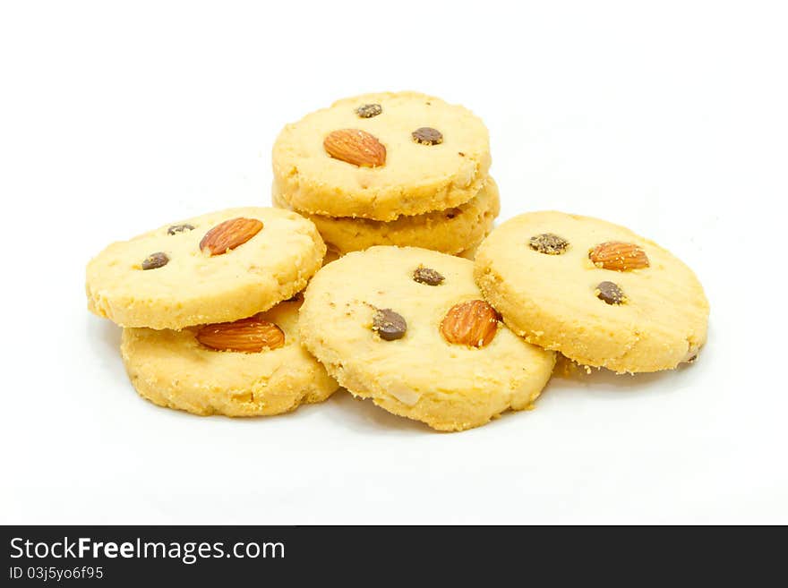 Many cookies in white background