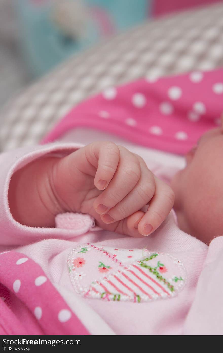 Close up of a little baby hand