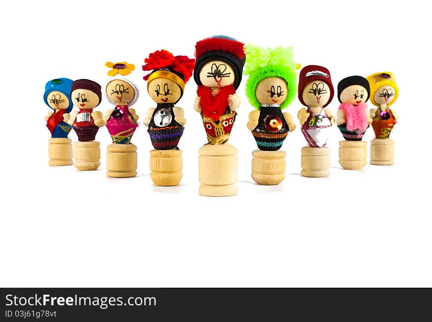 Thai culture dolls with white background