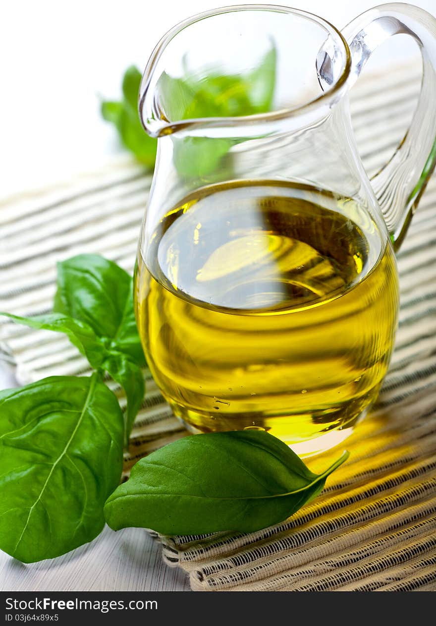 Olive Oil In A Glass Jug