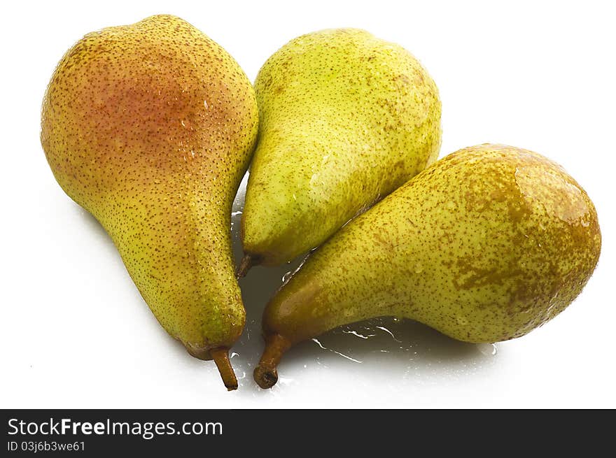 Three pears isolated on white