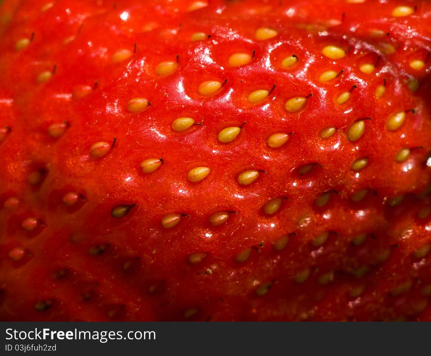 Strawberry texture close up with macro lens