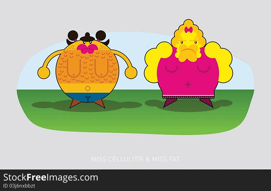 Vector figures representing Fat and Cellulitis. Vector figures representing Fat and Cellulitis