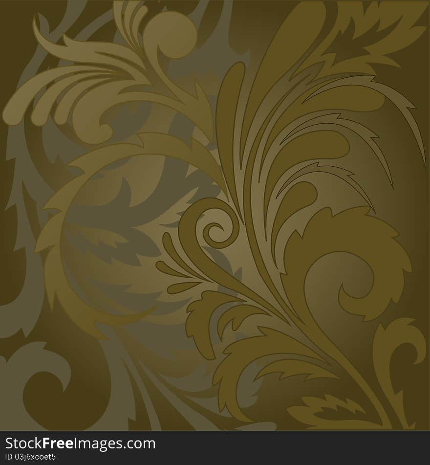 Abstract brown background with floral ornaments. Abstract brown background with floral ornaments