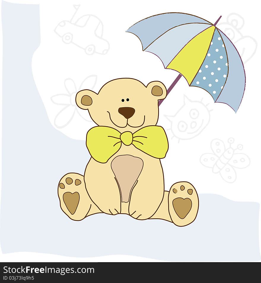 New baby invitation with teddy bear