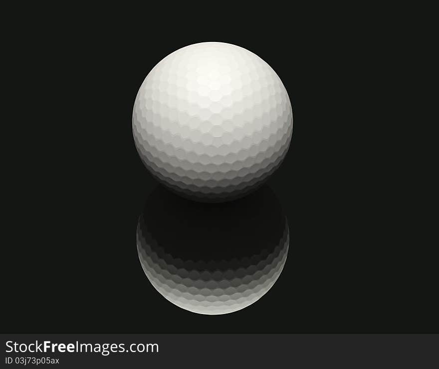 Computer generated image three dimensional golf ball with black background