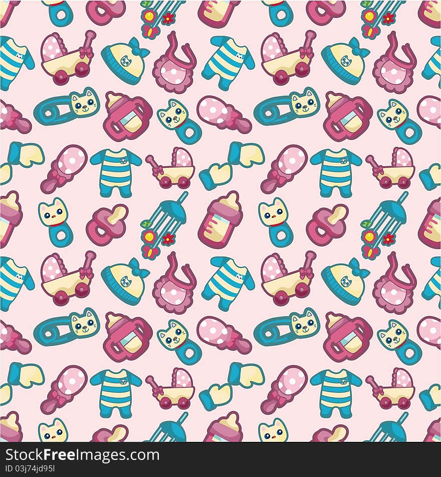 Seamless baby toy pattern, drawing