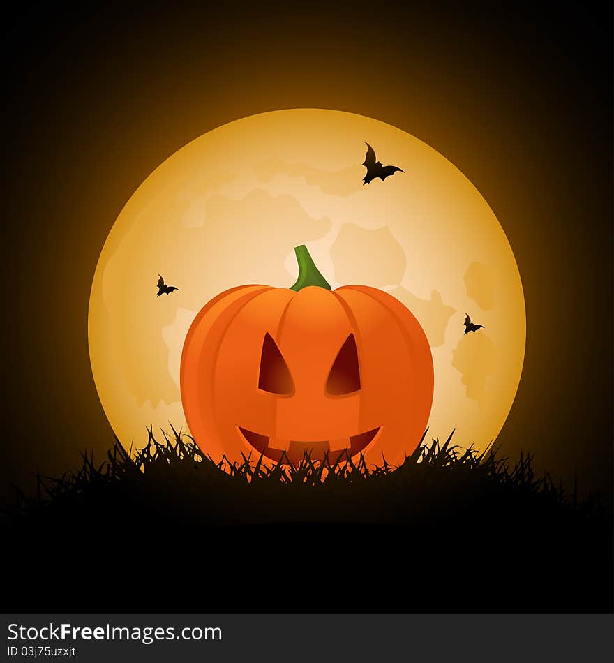 Halloween pumpkin and bats