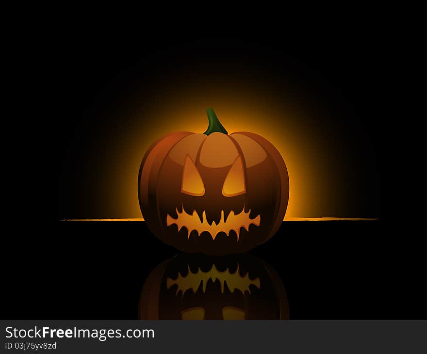 Glowing halloween pumpkin