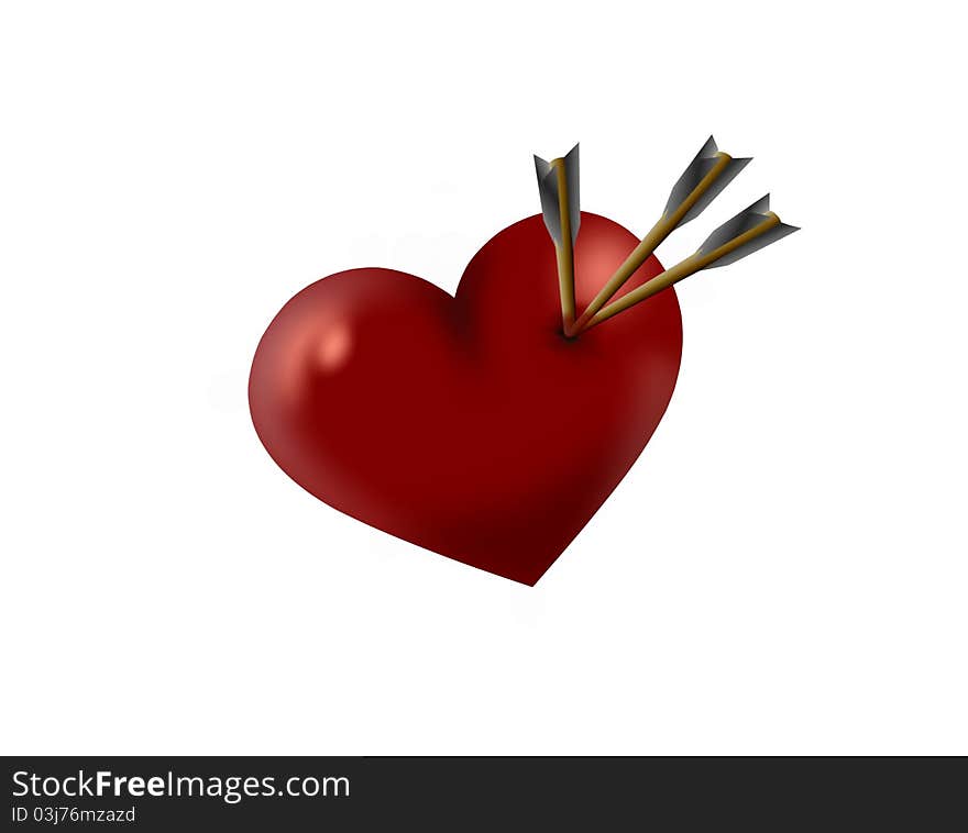 Image of three arrows piercing the heart. Image of three arrows piercing the heart