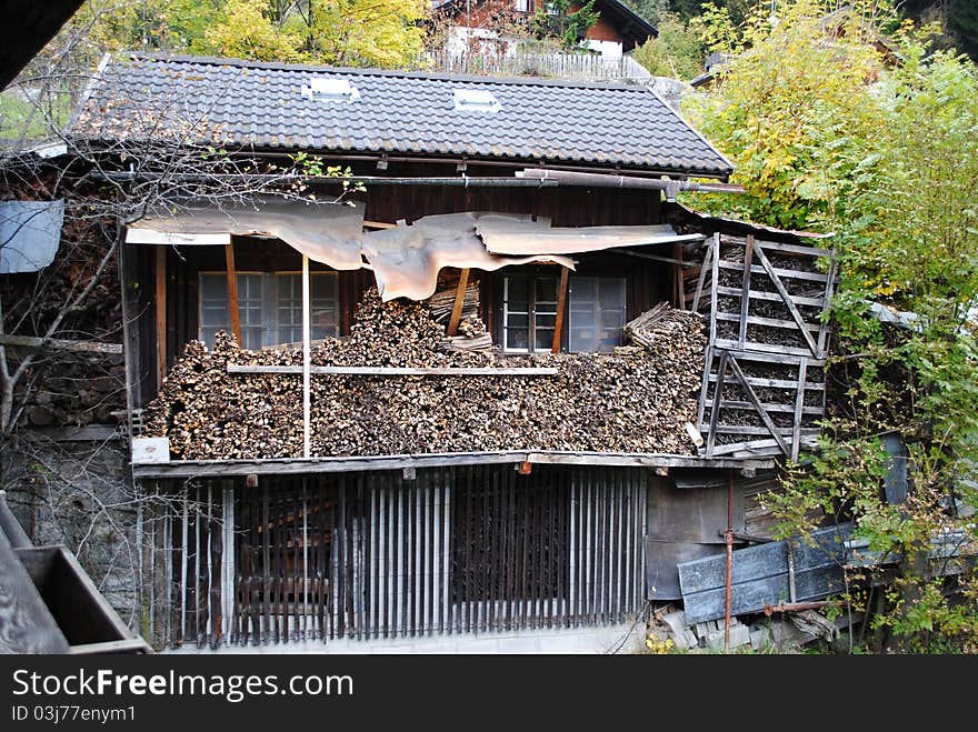 A woodshed built according to the old way