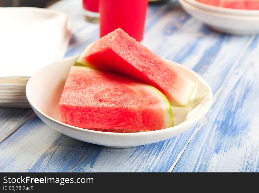 Just in time for summer a watermelon overload! watermelon wedges with cold watermelon punch.