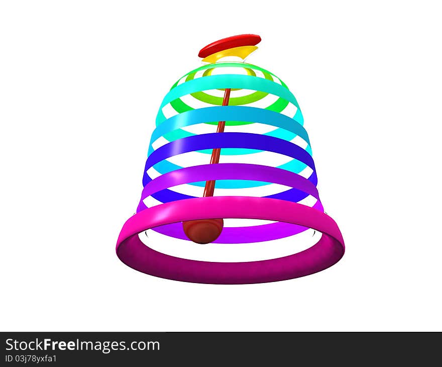 3d illustration of multicolored easter bells on white background