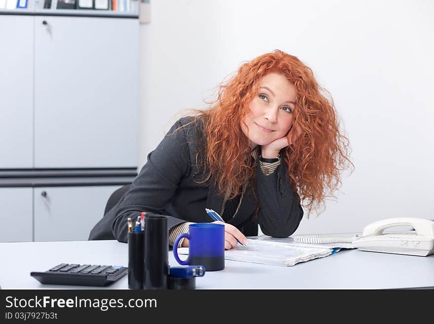 Office woman worker on work place. Office woman worker on work place