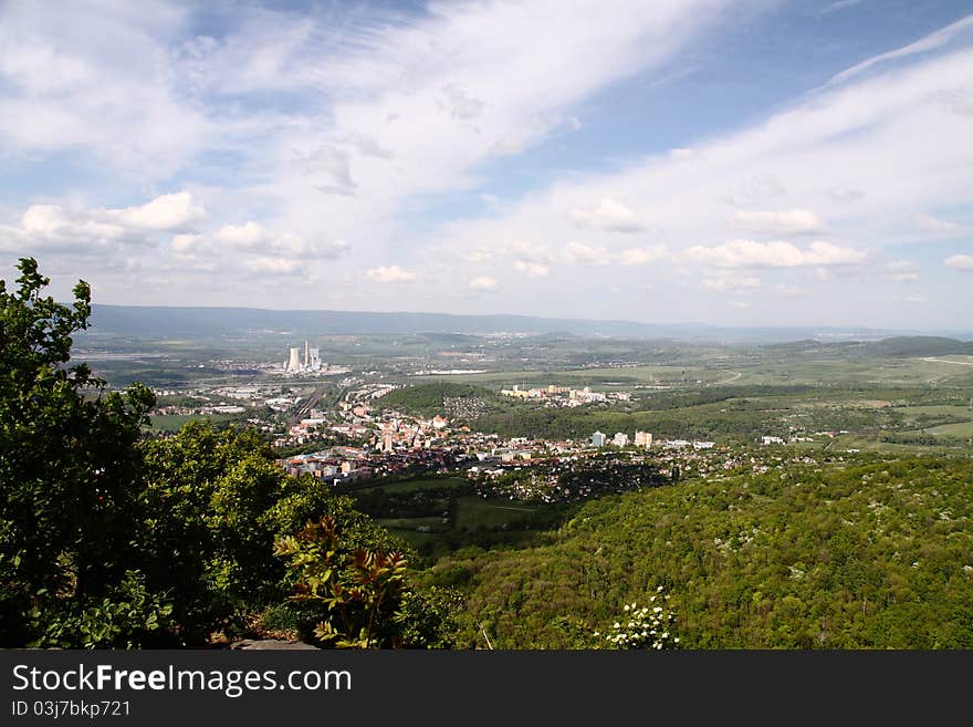 Top view of the small industrial city