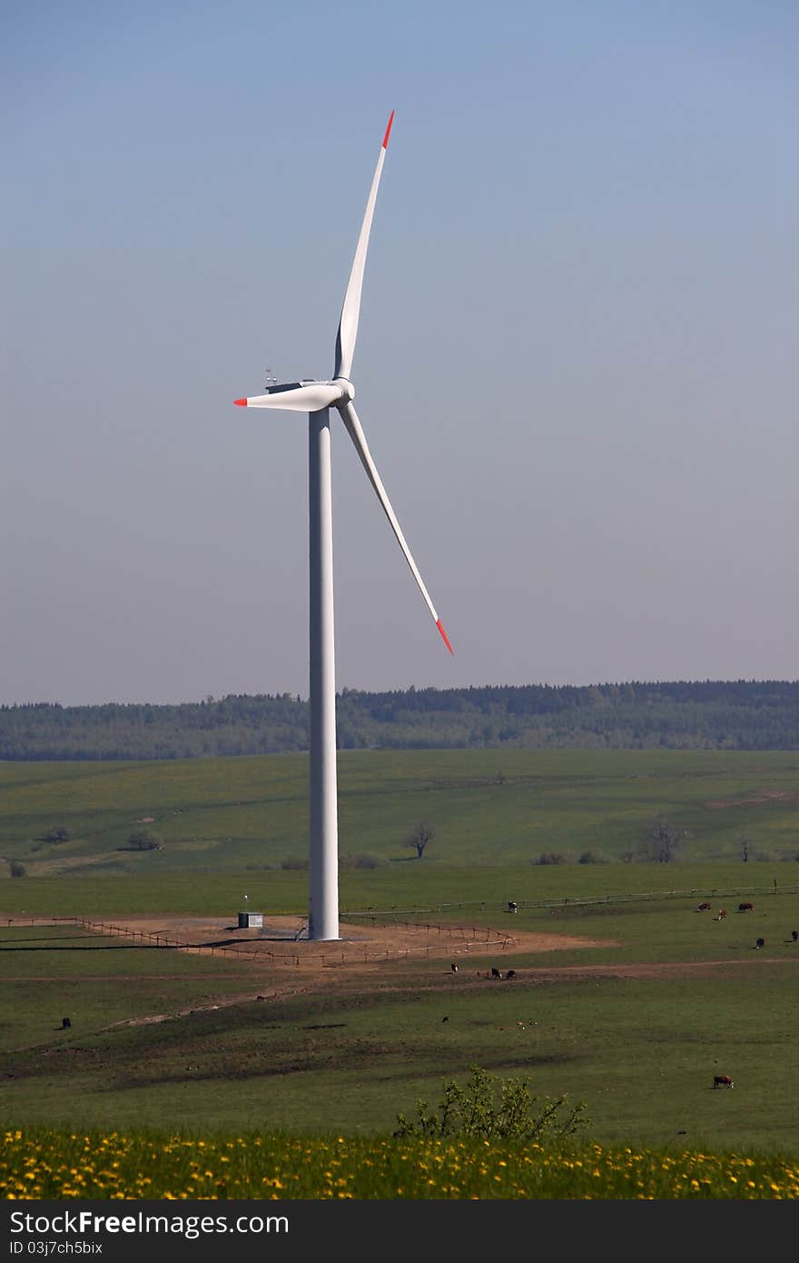 Wind turbine generator on the plains. Wind turbine generator on the plains