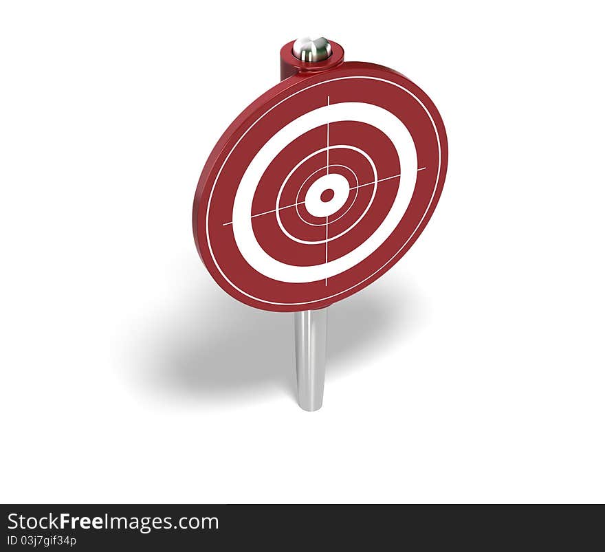 Red target pin over a white background. Red target pin over a white background