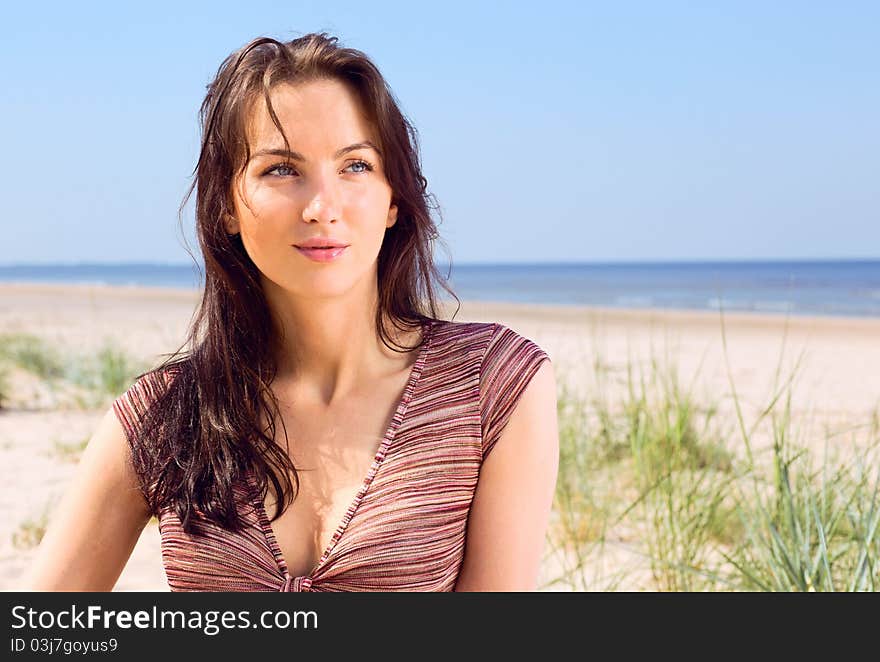 Woman  on a beach.