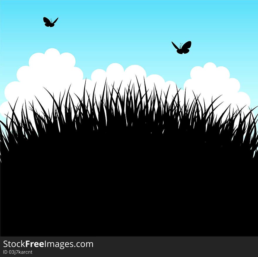 Vector illustration of Summer background with grass
