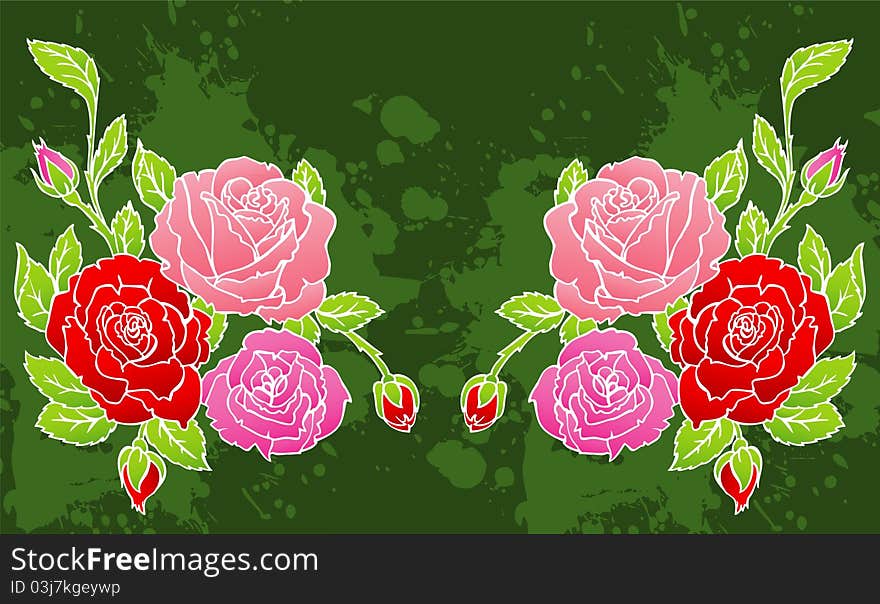 Vector illustration of Floral back with blob