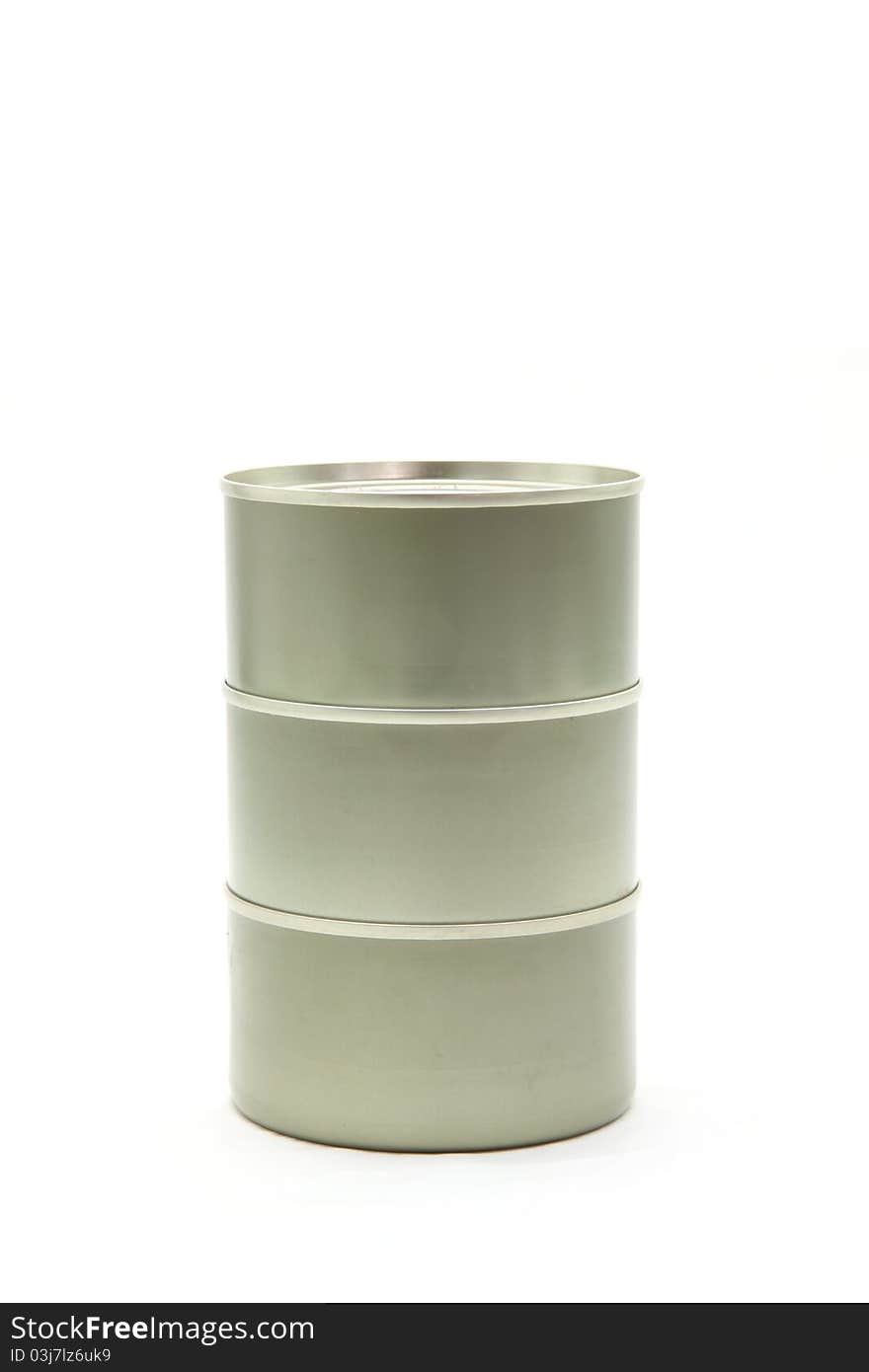 Stack of tin aluminum food can on white background. Stack of tin aluminum food can on white background