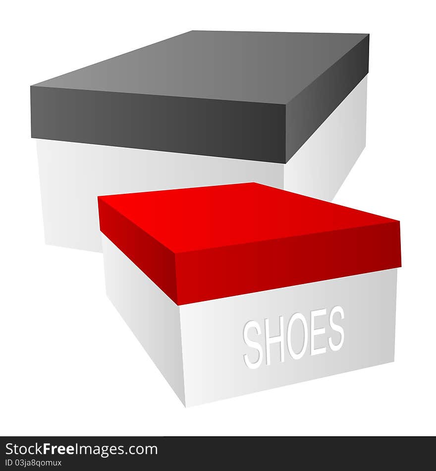 Two boxes for footwear on a white background. Two boxes for footwear on a white background.