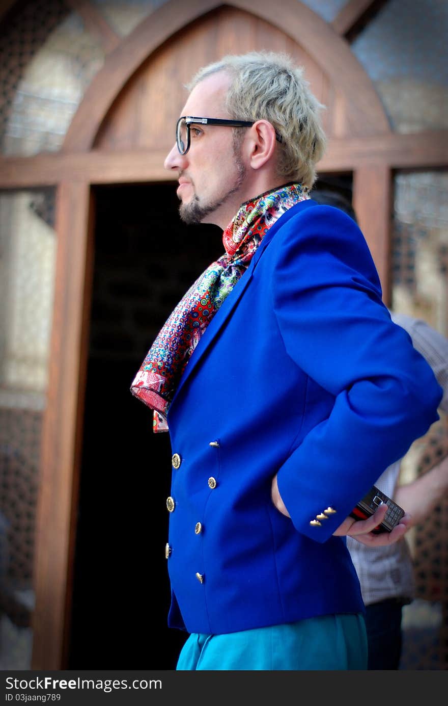 Handsome young man in fashion jacket and glasses. Handsome young man in fashion jacket and glasses